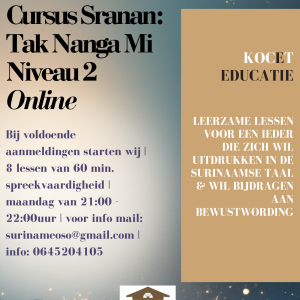 Cursus Sranan Niveau 2: Spreekvaardigheid