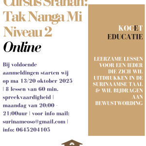 Cursus Sranan Niveau 2: Spreekvaardigheid