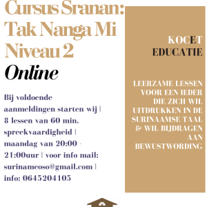 Cursus Sranan Niveau 2: Spreekvaardigheid
